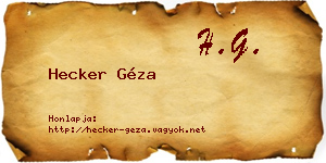 Hecker Géza névjegykártya
